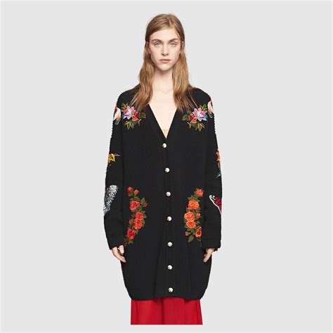 gucci cardigan sweater|gucci embroidered oversized cardigan.